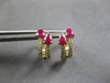 1.03CT DIAMOND & AAA RUBY 14KT YELLOW GOLD 3D PEAR SHAPE & ROUND HUGGIE EARRINGS