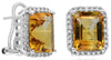 6.70CT DIAMOND & AAA CITRINE 14K WHITE GOLD EMERALD CUT & ROUND CLIP ON EARRINGS