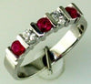 ESTATE .65CT DIAMOND & AAA RUBY 14KT WHITE GOLD 5 STONE CHANNEL ANNIVERSARY RING