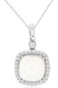 1.58CT DIAMOND & AAA OPAL 14KT WHITE GOLD 3D CUSHION & ROUND SQUARE HALO PENDANT