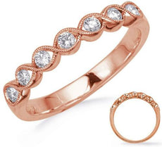 .24CT DIAMOND 14KT ROSE GOLD 7 STONE ROUND INFINITY FILIGREE MILGRAIN LOVE RING