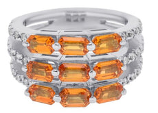 3.76CT DIAMOND & AAA ORANGE SAPPHIRE 18KT WHITE GOLD 3D WEDDING ANNIVERSARY RING