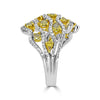 ESTATE LARGE 1.91CT WHITE & INTENSE FANCY YELLOW DIAMOND 18K WHITE GOLD FUN RING