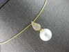 ESTATE .18CT DIAMOND & AAA SOUTH SEA PEARL 18K YELLOW GOLD LEAF FLOATING PENDANT