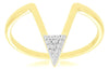 ESTATE .06CT DIAMOND 14KT 2 TONE GOLD ROUND CLUSTER TRIANGULAR V SHAPE FUN RING