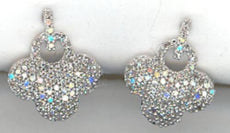 ESTATE .36CT DIAMOND 14KT WHITE GOLD 3D PAVE FLOWER FUN HANGING EARRINGS