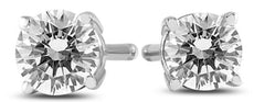 ESTATE 0.33CT DIAMOND 14KT WHITE GOLD 3D CLASSIC ROUND FOUR PRONG STUD EARRINGS