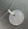 LARGE 1.30CT DIAMOND 14KT WHITE GOLD CLASSIC ROUND PAVE INVISIBLE PENDANT #27757