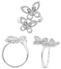 WIDE .40CT DIAMOND 14KT WHITE GOLD 3D DOUBLE BUTTERFLY CRISS CROSS LOVE RING