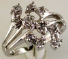 ESTATE .25CT DIAMOND 14KT WHITE GOLD 3D ROUND MULTI LEAF CRISS CROSS FUN RING