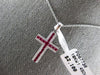 ESTATE .65CT DIAMOND & AAA RUBY 14KT WHITE GOLD CLASSIC CROSS FLOATING PENDANT