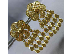EXTRA LARGE 22KT YELLOW GOLD 3D CHANDELIER DIAMOND CUT HANGING EARRINGS #27806