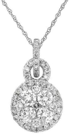 .70CT DIAMOND 14KT WHITE GOLD ROUND CLASSIC INVISIBLE CLUSTER CIRCULAR PENDANT