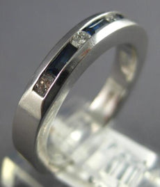 .70CT DIAMOND & AAA SAPPHIRE 14K WHITE GOLD 3D ROUND & BAGUETTE ANIVERSARY RING