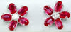 2.70CT DIAMOND & AAA RUBY 14KT WHITE GOLD 3D OVAL & ROUND FLOWER STUD EARRINGS