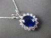 ESTATE LARGE 3.23CT DIAMOND & AAA SAPPHIRE 14KT WHITE GOLD OVAL FLOATING PENDANT