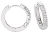 ESTATE SMALL .40CT DIAMOND 14KT WHITE GOLD 3D CLASSIC FIVE STONE HUGGIE EARRINGS