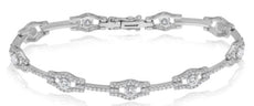 3.94CT DIAMOND 18KT WHITE GOLD 3D ROUND MULTI SQUARE BY THE YARD TENNIS BRACELET