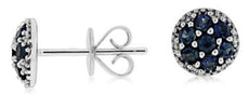 ESTATE .75CT AAA SAPPHIRE 14KT WHITE GOLD 3D CIRCULAR FLOWER STAR STUD EARRINGS