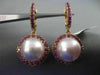 LARGE 1.60CT AAA AMETHYST & PINK SOUTH SEA PEARL 18KT ROSE GOLD HANGING EARRINGS