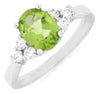 ESTATE 1.57CT DIAMOND & PERIDOT 14KT WHITE GOLD 3D CLASSIC OVAL & ROUND FUN RING