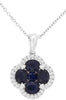 1.42CT DIAMOND & AAA SAPPHIRE 14KT WHITE GOLD OVAL & ROUND LOVE FLOATING PENDANT