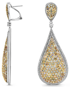 EXTRA LARGE 8.61CT WHITE & MULTI COLOR DIAMOND 18K TWO TONE GOLD 3D FUN EARRINGS
