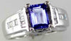 ESTATE 1.3CT DIAMOND & AAA TANZANITE 14KT WHITE GOLD EMERALD CUT ENGAGEMENT RING