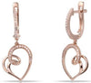 ESTATE .15CT DIAMOND 14KT ROSE GOLD 3D OPEN HEART LEVERBACK FUN HANGING EARRINGS