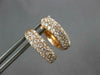 ESTATE 1.06CT DIAMOND 14KT ROSE GOLD 3D 3 ROW PAVE HUGGIE HOOP HANGING EARRINGS