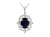 1.59CT DIAMOND & AAA SAPPHIRE 14KT WHITE GOLD OVAL FLOWER FUN FLOATING PENDANT