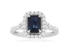 1.55CT DIAMOND & AAA SAPPHIRE 14K WHITE GOLD EMERALD CUT & ROUND ENGAGEMENT RING