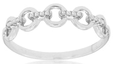 ESTATE .05CT DIAMOND 14K WHITE GOLD ROUND MULTI CIRCULAR LINK LOVE KNOT FUN RING