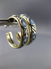 WIDE DAVID YURMAN 2.0CT BLUE TOPAZ 18K YELLOW GOLD & 925 SILVER 3D HOOP EARRINGS