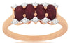1.31CT DIAMOND & AAA RUBY 14K ROSE GOLD 3D OVAL & ROUND 4 STONE ANNIVERSARY RING