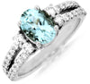 Estate 1.75Ct Diamond & AAA Aquamarine 14Kt White Gold 3D Oval & Round Engagement Ring