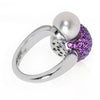 4.64CT AAA PINK SAPPHIRE & SOUTH SEA PEARL 18KT WHITE GOLD CRISS CROSS LOVE RING