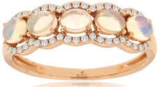 .69CT DIAMOND & AAA OPAL 14KT ROSE GOLD 3D CLASSIC OVAL & ROUND 5 STONE FUN RING