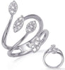 LARGE .41CT DIAMOND 14KT WHITE GOLD 3D ROUND MARQUISE SHAPE MULTI LEAF FUN RING