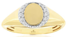 ESTATE .11CT DIAMOND 14K YELLOW GOLD 3D CLASSIC OVAL ENGRAVEABLE UNISEX FUN RING