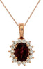 1.3CT DIAMOND & AAA RHODOLITE 14K ROSE GOLD OVAL & ROUND FLOWER FLOATING PENDANT