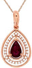 .54CT DIAMOND & AAA RUBY 14KT ROSE GOLD 3D PEAR SHAPE TEAR DROP FLOATING PENDANT