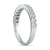 .37CT DIAMOND 14KT WHITE GOLD ROUND CLASSIC BEZEL SEMI ETERNITY ANNIVERSARY RING