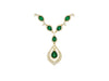 ESTATE 12.40CT DIAMOND & AAA EMERALD 14KT YELLOW GOLD 3D TEAR DROP LOVE NECKLACE