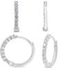 .21CT DIAMOND 14KT WHITE GOLD 3D ROUND SHARED PRONG HUGGIE HOOP HANGING EARRINGS