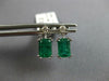 2CT DIAMOND & AAA EMERALD 18KT WHITE GOLD ROUND & BAGUETTE STUD HANGING EARRINGS