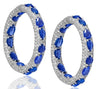 32CT DIAMOND & AAA SAPPHIRE 18KT WHITE GOLD PEAR SHAPE & ROUND HANGING EARRINGS