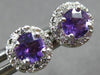 ESTATE .68CT DIAMOND & AAA AMETHYST 14KT WHITE GOLD 3D ROUND HALO STUD EARRINGS