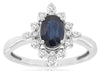 1.25CT DIAMOND & AAA SAPPHIRE 14KT WHITE GOLD 3D OVAL & ROUND FLOWER LOVE RING