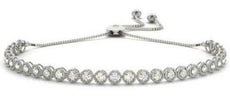 .97CT DIAMOND 14KT WHITE GOLD ROUND FILIGREE MILGRAIN ADJUSTABLE TENNIS BRACELET